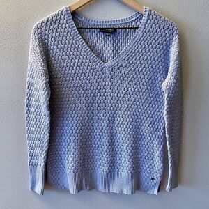 American Eagle Light Blue/Grey Knitted V-Neck Sweater